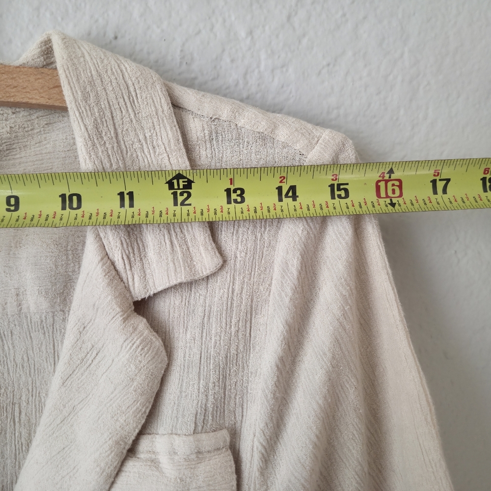 Free People Clementine Linen Mini Dress XS Cream Textured Wrap Collared Belted - Picture 9 of 13